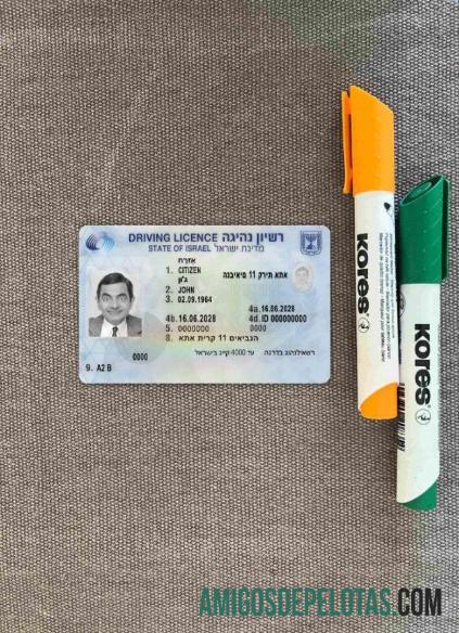 Carteira de motorista de Israel 2018 presente fotolook frente modelo